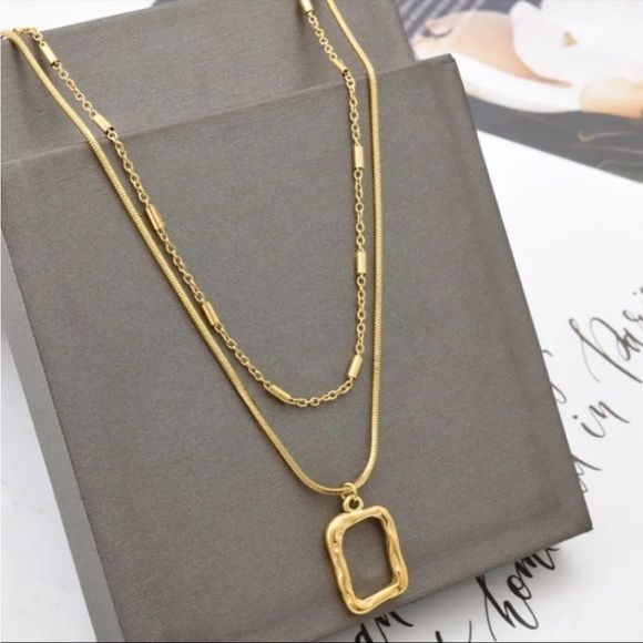 New 18k Gold Plated Double Layered Chain Necklace - Picture 1 of 7